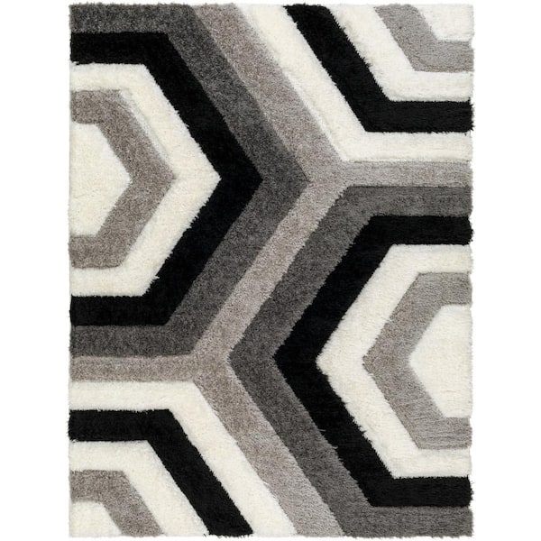 Livabliss Bologna Black/Gray 8 ft. x 10 ft. Geometric Indoor Area Rug