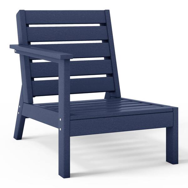 WESTIN OUTDOOR Birchwood Outdoor Patio Deep Seating HDPE Lounge Chair with Left Facing Arm in Navy Blue