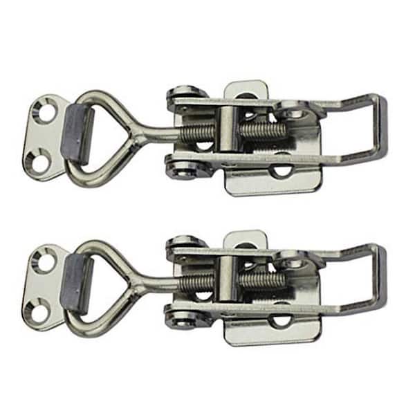 3.74 in. Silver Adjustable Spring Lever Toggle Latch Lock Door Catch Stainless Steel for Cabinet 2-Piece