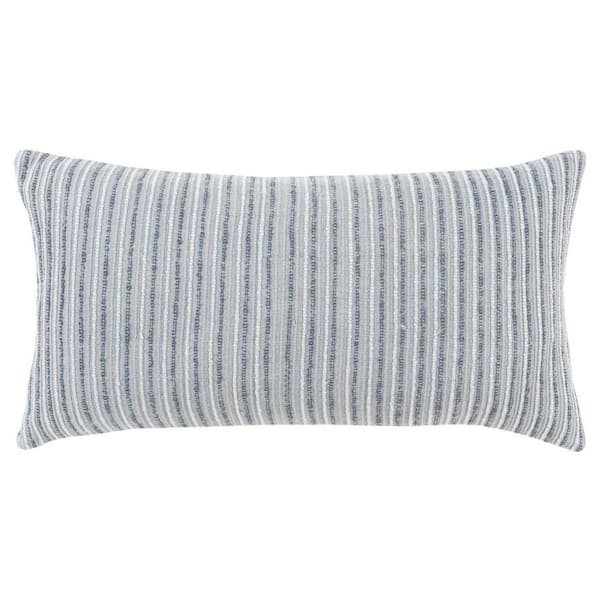 HomeRoots Gray Striped Polyester 14 in. x 14 in. Throw Pillow