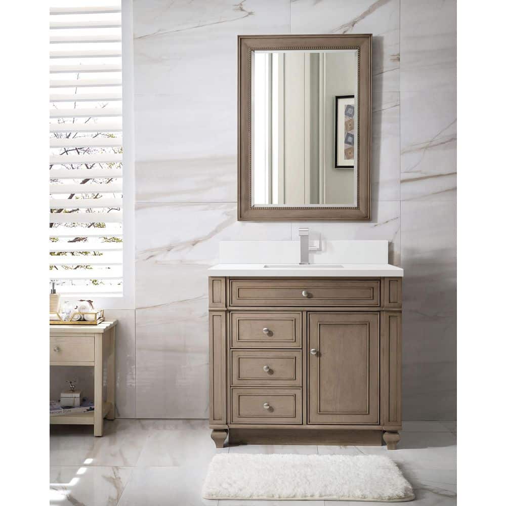 Bristol 36.0 in. W x 23.5 in. D x 34.0 in. H Single Vanity in Whitewashed Walnut with White Zeus Quartz Top price history on PriceWatchPro
