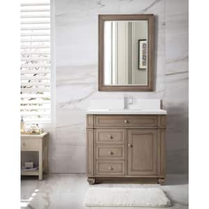 Bristol 36.0 in. W x 23.5 in. D x 34.0 in. H Single Vanity in Whitewashed Walnut with White Zeus Quartz Top