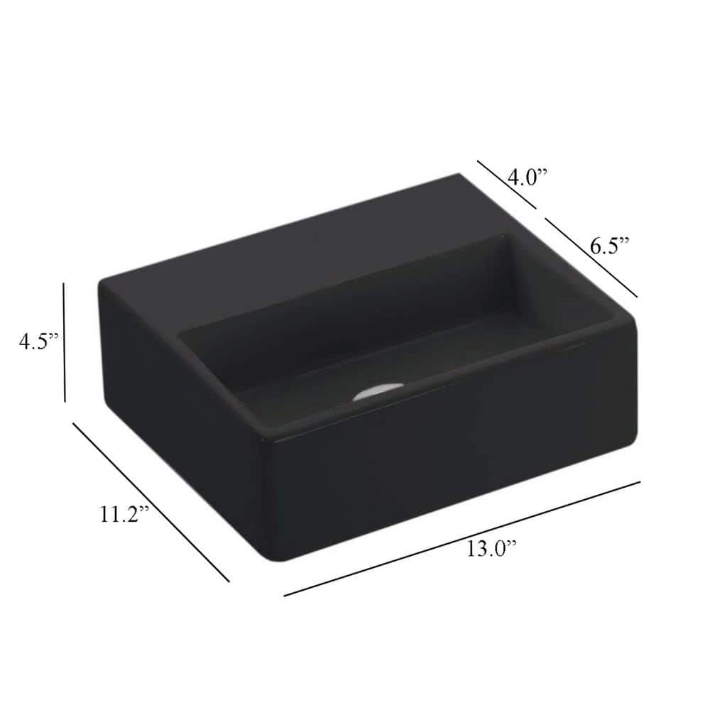 Quattro Modern Ceramic Wall-Mount Rectangular Sink 13"x11.2"