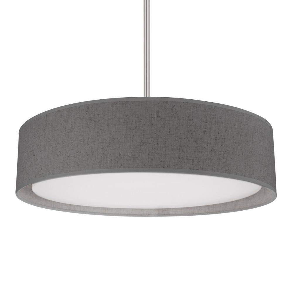 Dalton Brushed Nickel 20" LED Drum Pendant with Textured Linen Shade