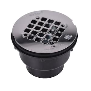 Round Black ABS Shower Drain with 4-1/4 in. Round Snap-In Stainless Steel Drain Cover