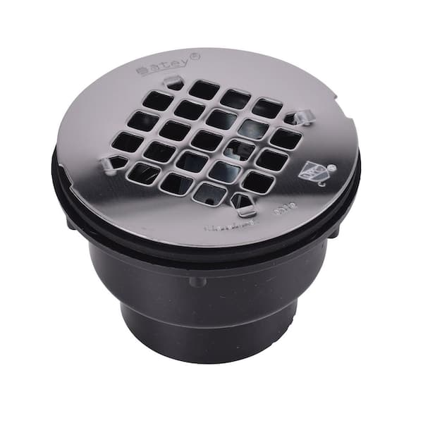 OATEY Round Black ABS Shower Drain with 4-1/4 in. Round Snap-In Stainless Steel Drain Cover