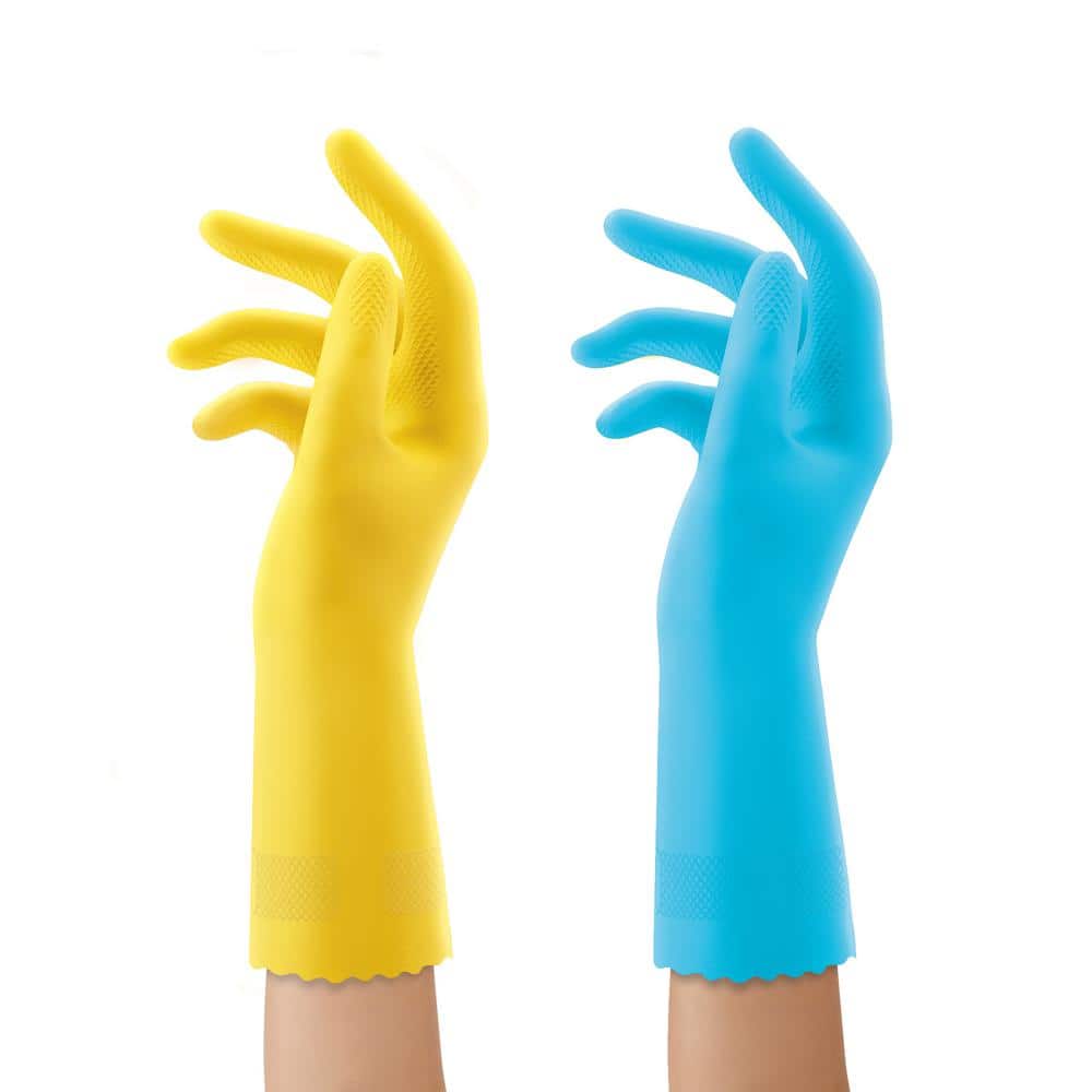 O-Cedar Playtex Handsaver Yellow and Blue Latex/Neoprene/Nitrile Gloves, Large (2-Pairs) -  163661
