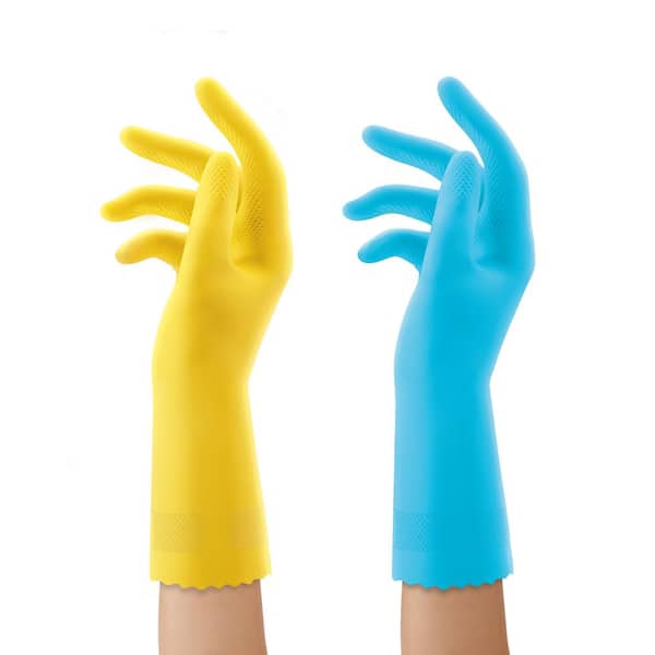 O-Cedar Playtex Handsaver Yellow and Blue Latex/Neoprene/Nitrile Gloves,  Large (2-Pairs) 163661 - The Home Depot