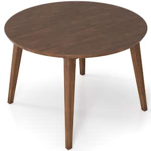 Candida 43 in. Mid Century Modern Style Solid Wood Walnut Brown Frame and Top Round Dining Table (Seats 4)