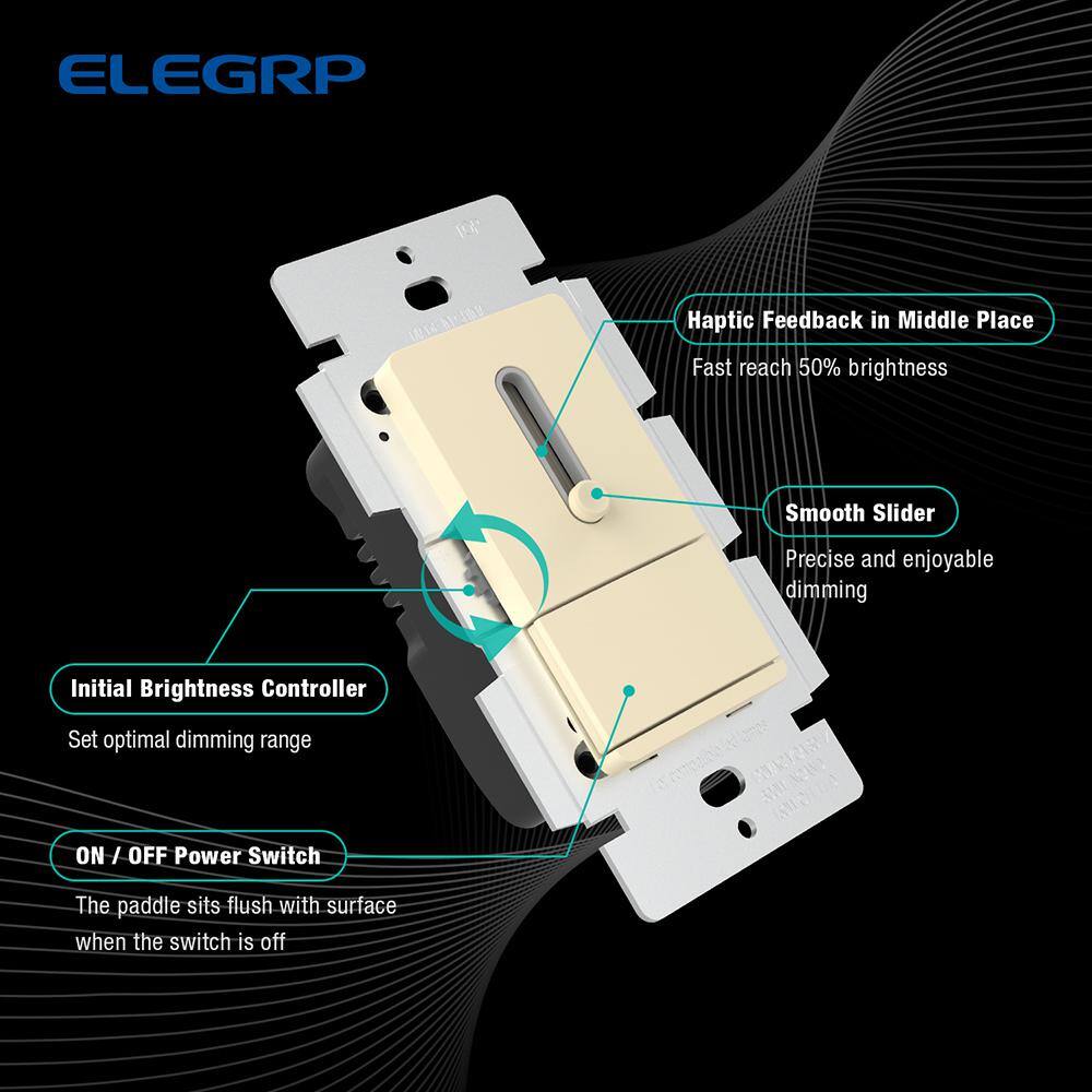 Light Almond Matte Double Pole Slide Dimmer with Wall Plate