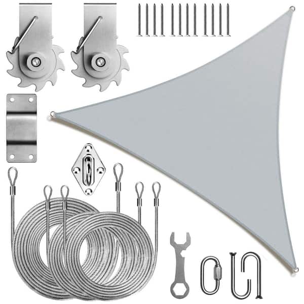 32 ft. x 32 ft. x 32 ft. Triangle Sun Shade Sail with Hardware TAWAL-Gray