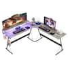 Bestier 65 in. L Shaped Gaming Desk with Monitor Stand Black Carbon Fiber  Reversible Computer Desk D446W-GAMD - The Home Depot