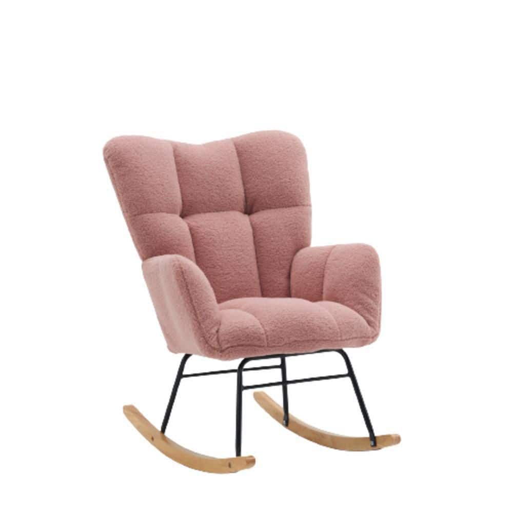 Verbonden piloot accumuleren Tatahance Pink Teddy Fabric Tufted Upholstered Rocking Chair with Arm  W52747498-Z - The Home Depot