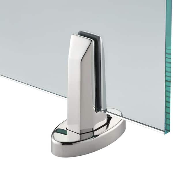 Glass Warehouse 2.3 in. x 4.9 in. x 5.8 in. Chrome Stainless Steel Oval Baseplate Glass Railing Spigot for 1/2 in. Glass Thickness