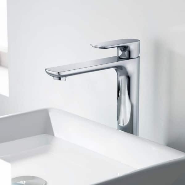 Single Handle Lever Handle Single Hole Bathroom Sink Faucet with Supply Lines and Pop-Up Drain in Chrome