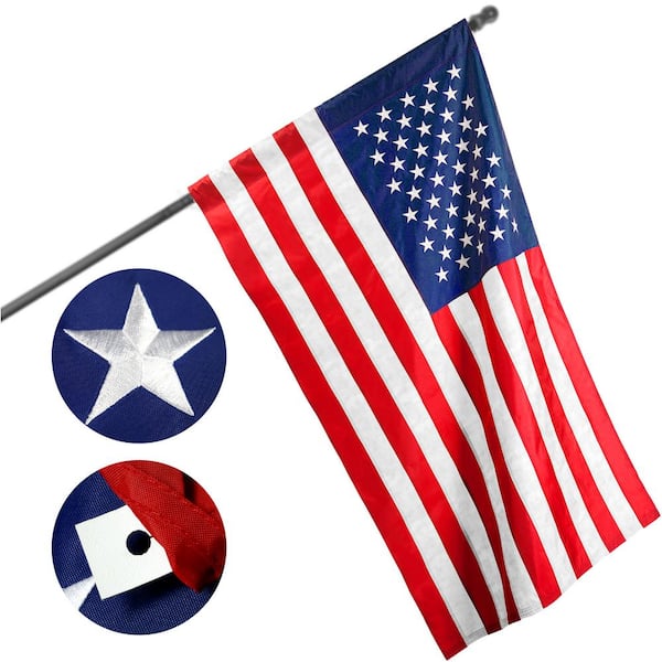 G128 2.5 ft. x 4 ft. Polyester USA Embroidered Flag 210D PS (1-Pack)