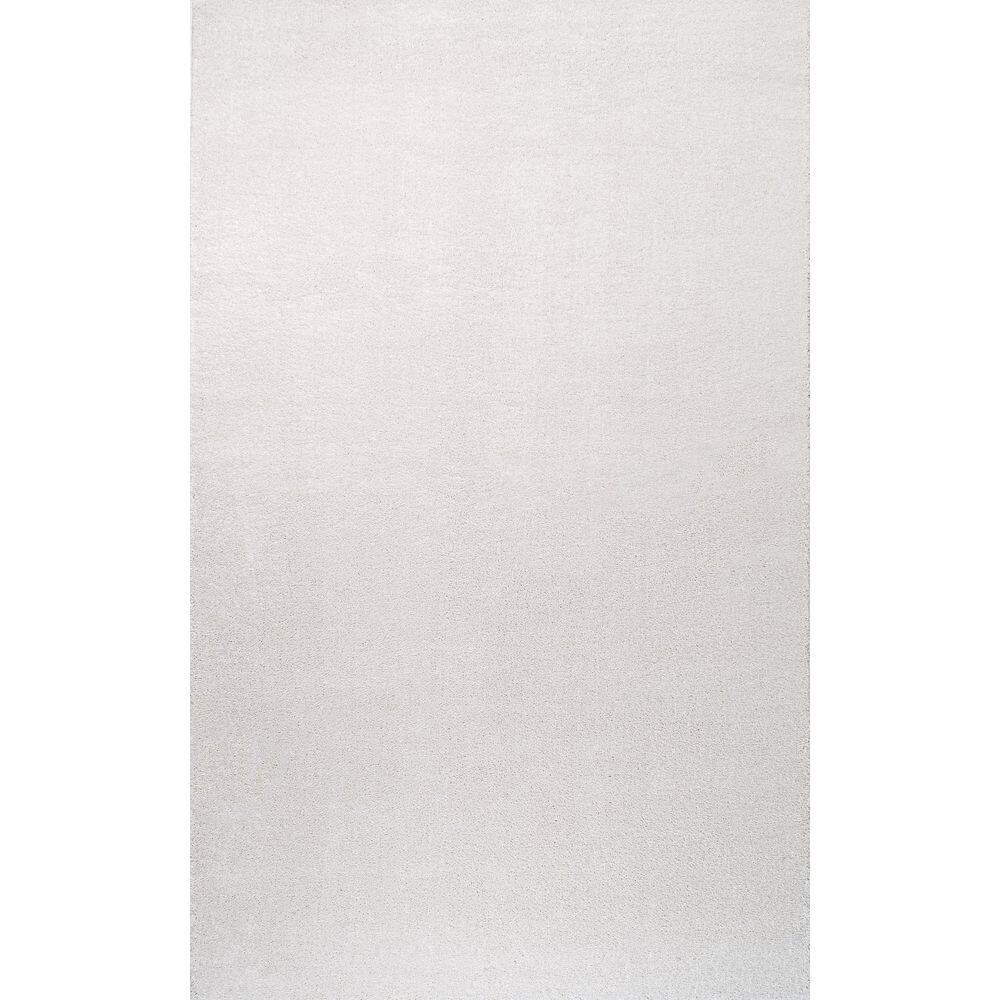 Cream Solid Low-Pile Synthetic 3' x 5' Area Rug