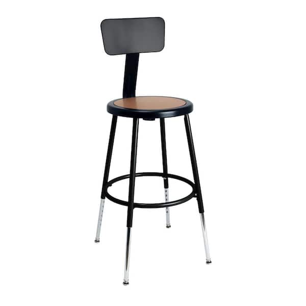 HAMPDEN FURNISHINGS Felix Collection Height Adjustable 19-27 in. Stool with Backrest, Black Metal Frame, Masonite Seat Pan, AssemblyReady