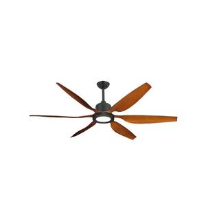 Titan II Wi-Fi 66 in. Integrated LED Indoor/Outdoor Oil Rubbed Bronze/Natural Cherry Smart Ceiling Fan with Remote