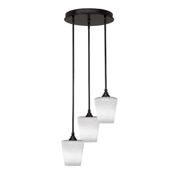 Unbranded Villa 60-Watt in. 3 Light Espresso Stem Pendant Light with 6 in. White Matrix Glass Shade, No bulbs included
