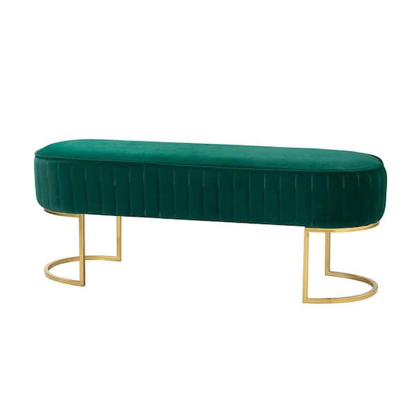 ARTFUL LIVING DESIGN Clara Green Wide Bench with Metal Legs 48 in.