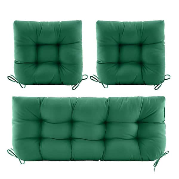 3-Piece Outdoor Chair Loveseat Outdoor Cushions Set 44"W x 19"W x 5"H, Cushion for Patio Furniture With Tie Hunter Green