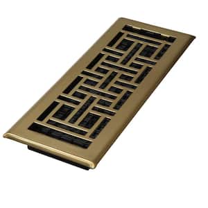 3.75 x 13.75 Overall 2 x 12 HVAC Vent Cover Antique Brass Plated Mission Register with Damper
