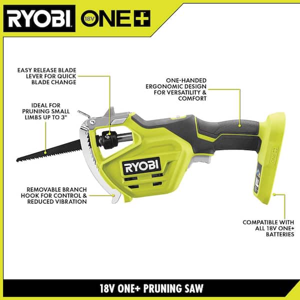RYOBI ONE+ 18V Cordless Pruner and Reciprocating Saw (2-Tool