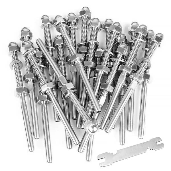 Afoxsos 20 Pack 1/8 Stainless Steel T316 Cable Railing Swage Threaded Stud Tension End Terminal for Deck Railing