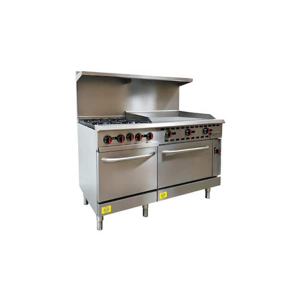 60 in. Commercial Multipurpose Propane Gas Oven Range NSF ECDR4G36 Stainless Steel