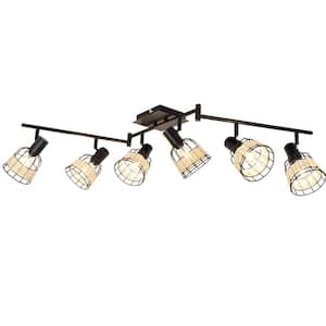 4 ft. 6-Head Balck LED Hard Wired Track Lighting Kit with Step Head