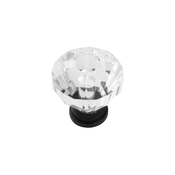 HICKORY HARDWARE Crystal Palace Collection Knob 1-1/4 in. Diameter Crysacrylic with Matte Black Finish Glam Zinc Cabinet Knob (10 Pack)