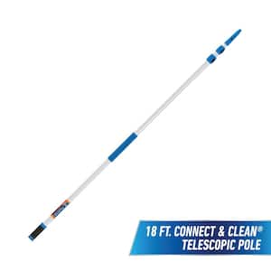 18 ft. Aluminum Telescoping Extension Pole - Connect and Clean Locking Cone and Quick-Flip Clamps