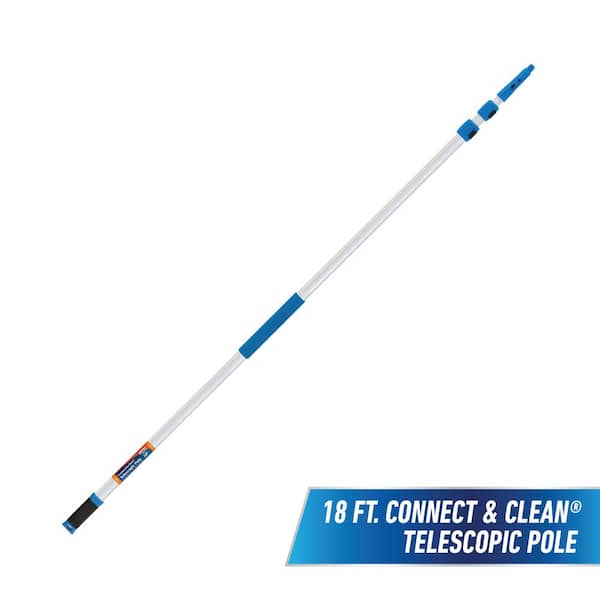 18 ft. Aluminum Telescoping Pole with Connect and Clean Locking Cone and Quick-Flip Clamps