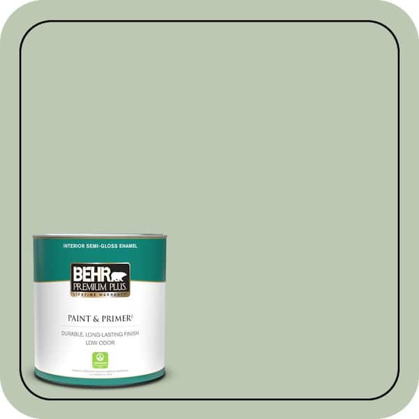 BEHR PREMIUM PLUS 1 qt. #440E-3 Topiary Tint Semi-Gloss Enamel Low Odor Interior Paint & Primer