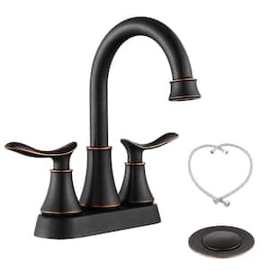 4 in.Centerset 2-Handle Bathroom Faucet, Bathroom Vanity Sink Faucets with Pop-up Drain Oil Rubbed Bronze
