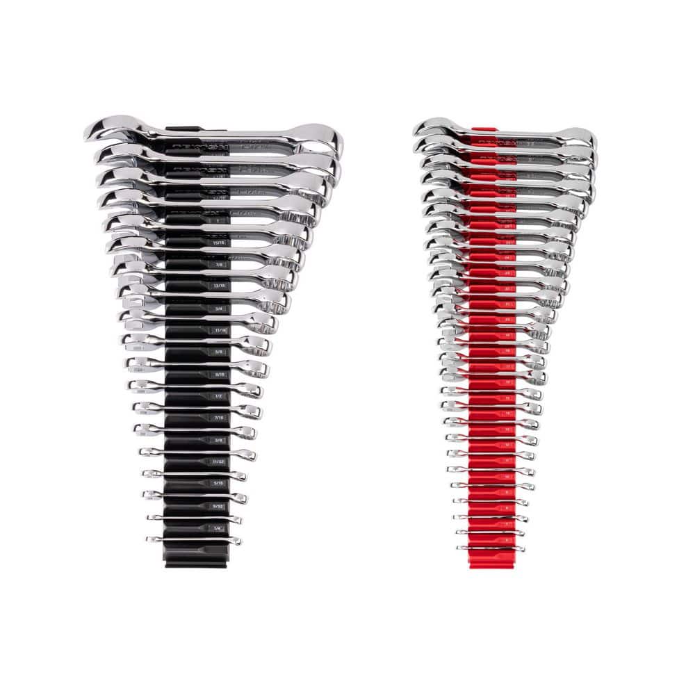 Tekton 1/4 - 1-1/4 in., 6 - 32 mm Stubby Combination Wrench Set with Modular Organizers (46-Piece)