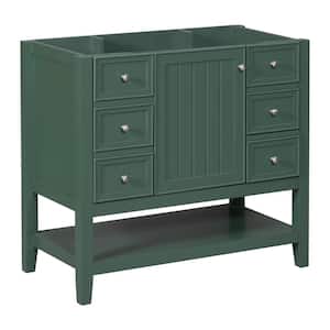 35.5 in. W x 18 in. D x 32.9 in. H Bath Vanity Cabinet with Out Top with 3-Drawers and Adjustable Shelf in Green