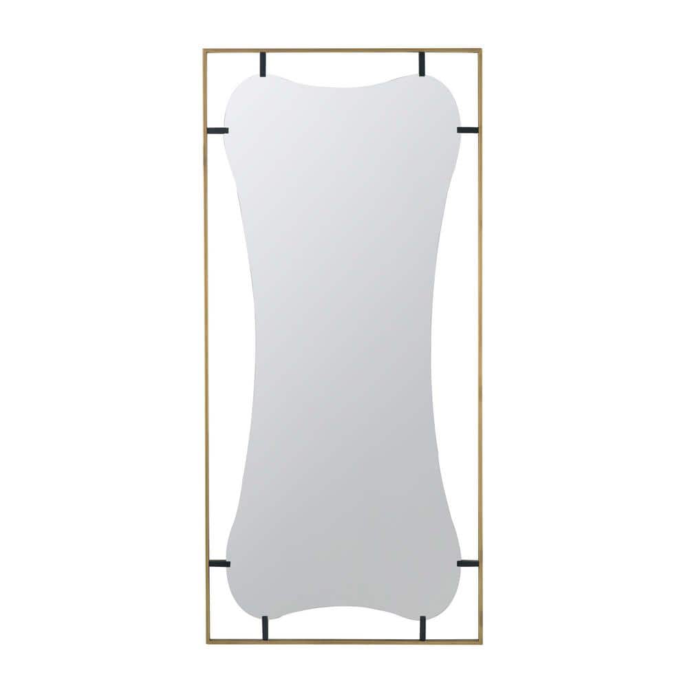 Modern 28 in. W x 60 in. H Novelty Framed Wall Bathroom Vanity Mirror in Br