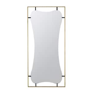 Modern 28 in. W x 60 in. H Novelty Framed Wall Bathroom Vanity Mirror in Brown for Bathroom, Entryway