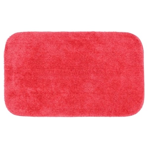 24 in. x 40 in. Pink Hibiscus Traditional Plush Nylon Rectangle Bath Rug