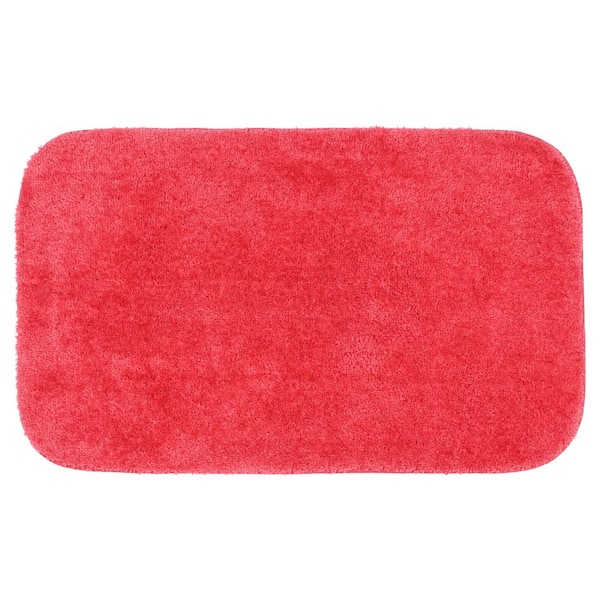 Garland Rug 24 in. x 40 in. Pink Hibiscus Traditional Plush Nylon Rectangle Bath Rug