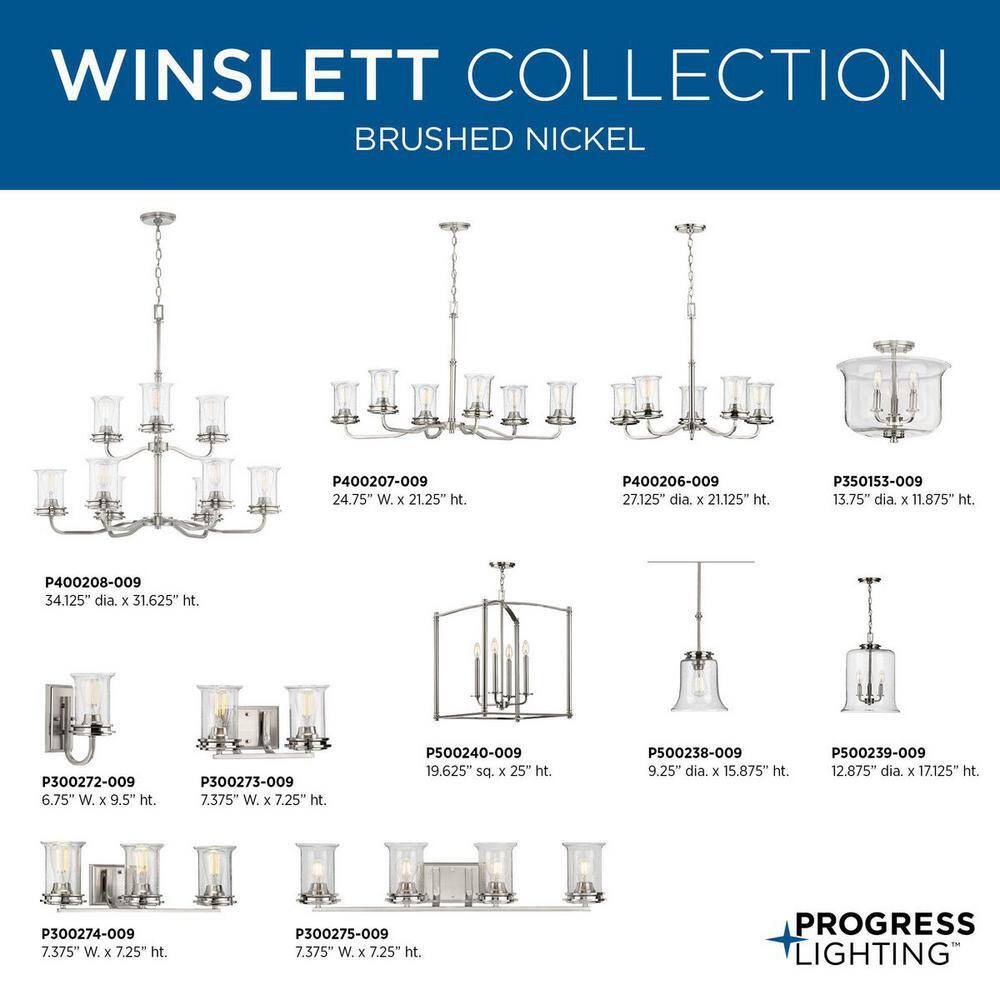 Winslett Brushed Nickel Mini Pendant with Seeded Glass Shade