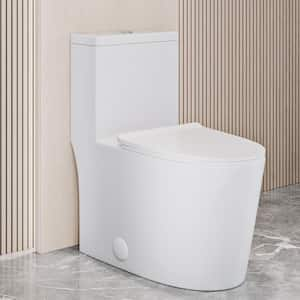 1-Piece 1.1 GPF Single Flush Dreux High Efficiency Elongated Toilet with Extra-Strong Flush Technology