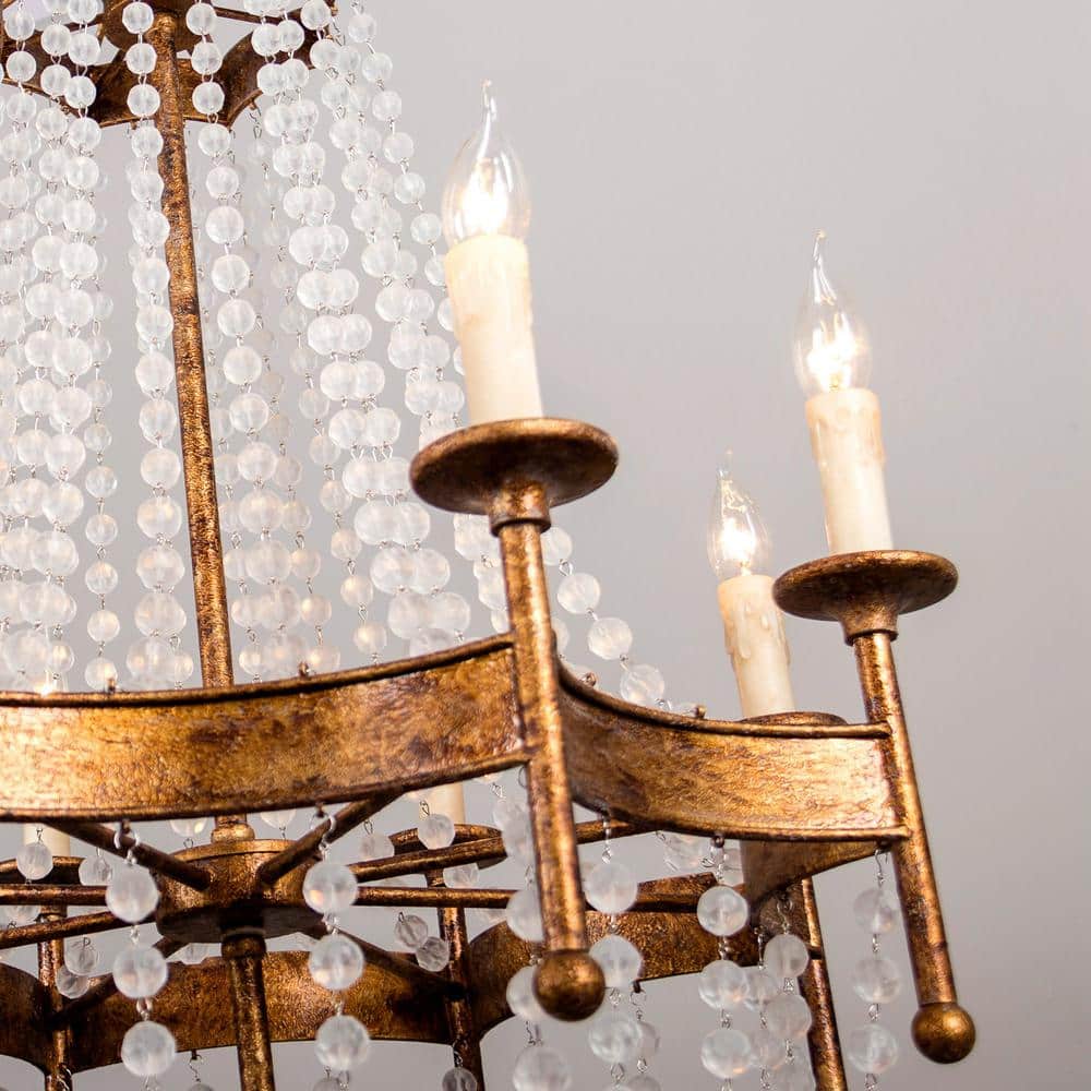 Golden 8-Light Crystal Candle Chandelier