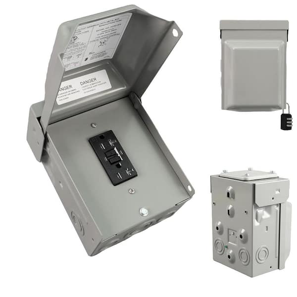 20 Amp Outdoor GFCI Outlet Box, 125V Weatherproof Lockable Electrical Panel with WRTR GFCI Receptacle for RV & Generator