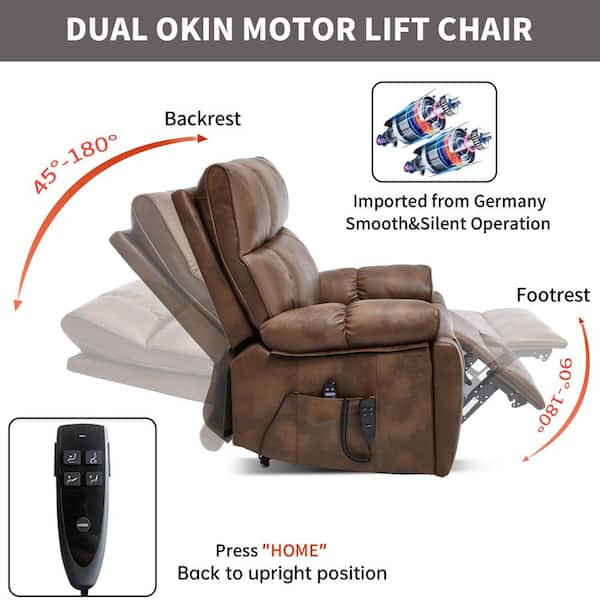 aisword Retro Brown Oversized Dual Motor Genuine Leather Power