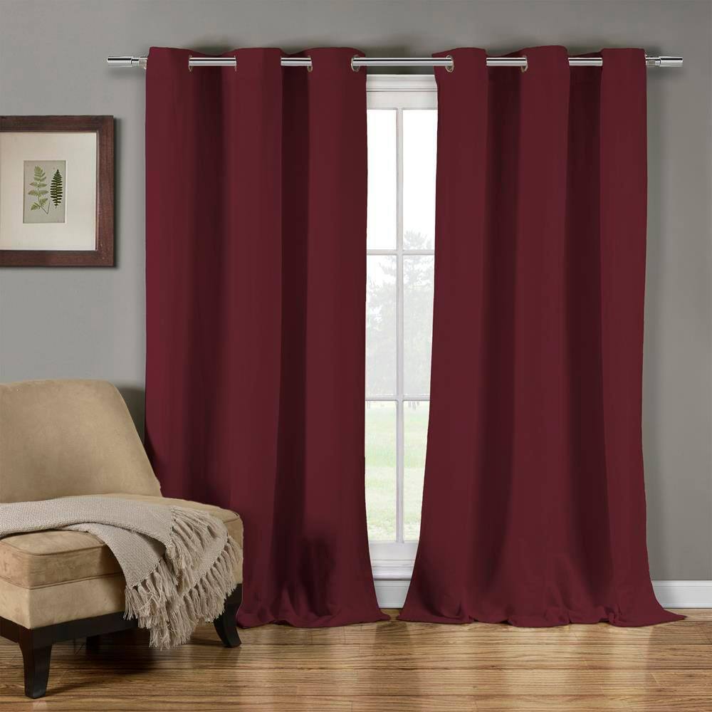 Mildred 38 in. W x 84 in. L Polyester Window Panel in Burgundy