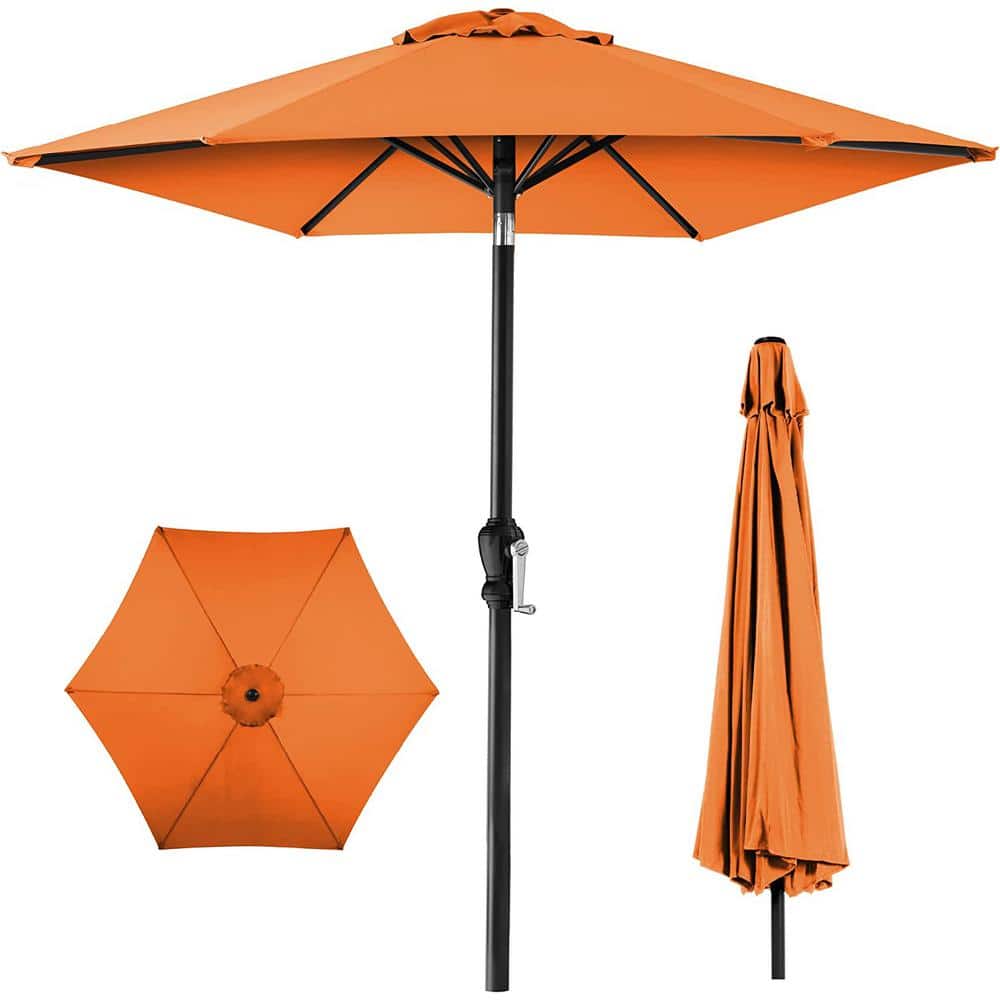 10ft Outdoor Steel Polyester Market Patio Umbrella w/Crank, Easy Push Butto
