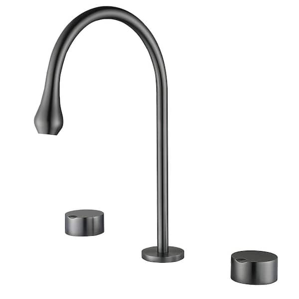 Unbranded 8 in. Widespread 3-Hole 2-Handle 1.5 GPM Watersense Bathroom Faucet in Gun Grey